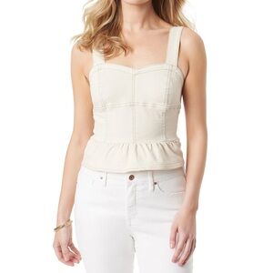 XL Cream Peplum denim Top